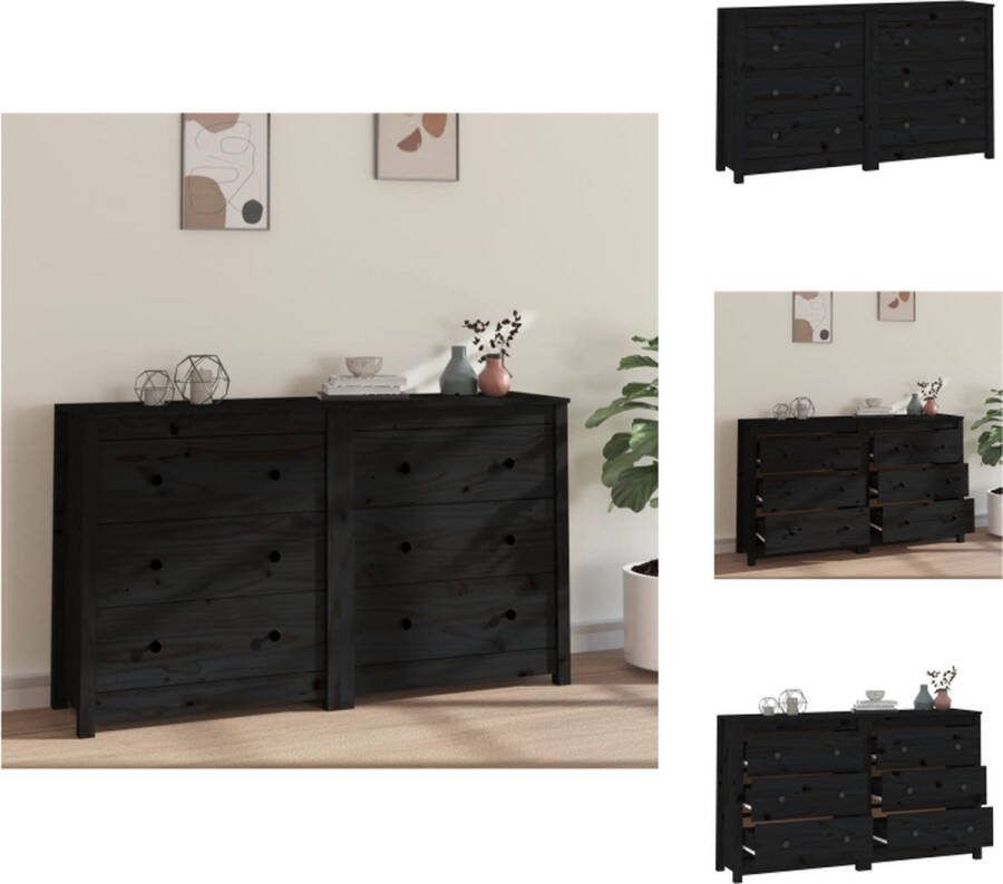 VidaXL Dressoir Grenenhout 140x35x80 cm Zwart Keukenkast
