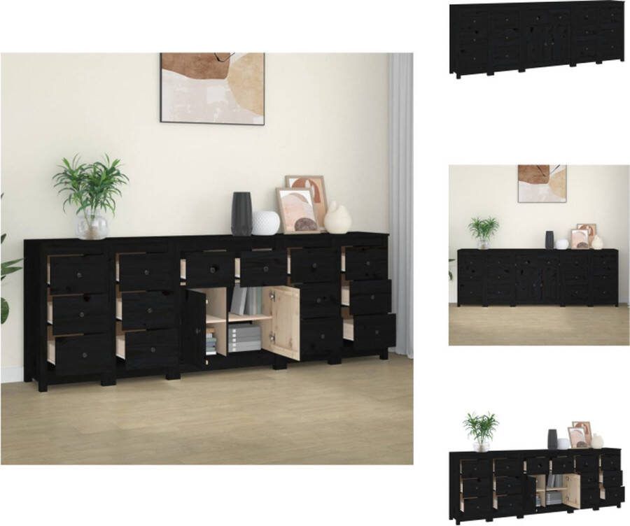 VidaXL Dressoir Grenenhout 230 x 35 x 80 cm Zwart Keukenkast