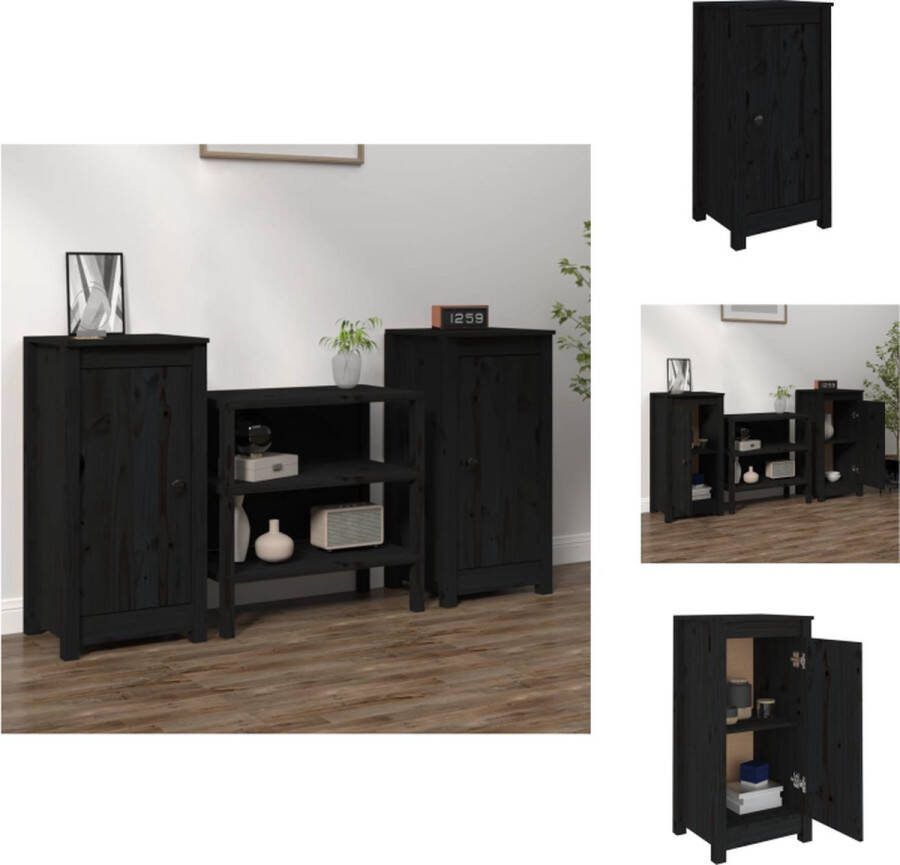 VidaXL Dressoir Grenenhout 40 x 35 x 80 cm Zwart Keukenkast