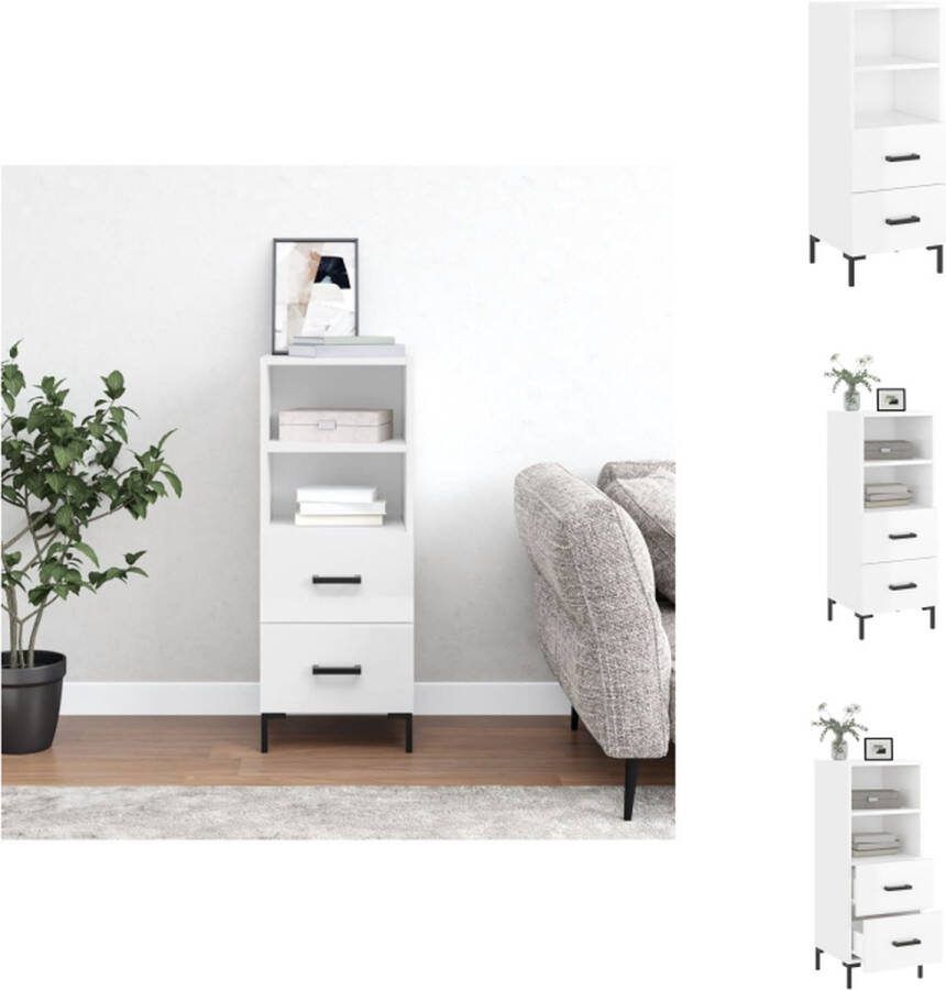 VidaXL Dressoir Hoogglans Wit 34.5 x 34 x 90 cm (L x B x H) Metalen poten Keukenkast