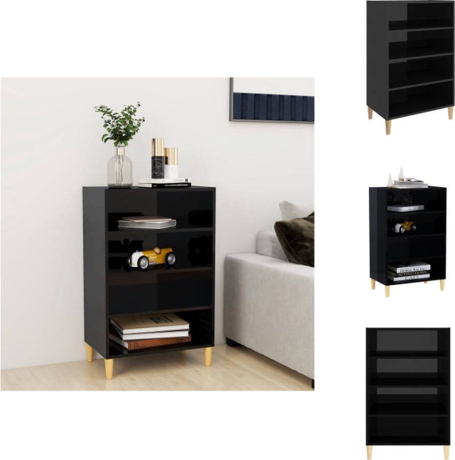 VidaXL Dressoir Hoogglans Zwart 57 x 35 x 90 cm Spaanplaat Keukenkast