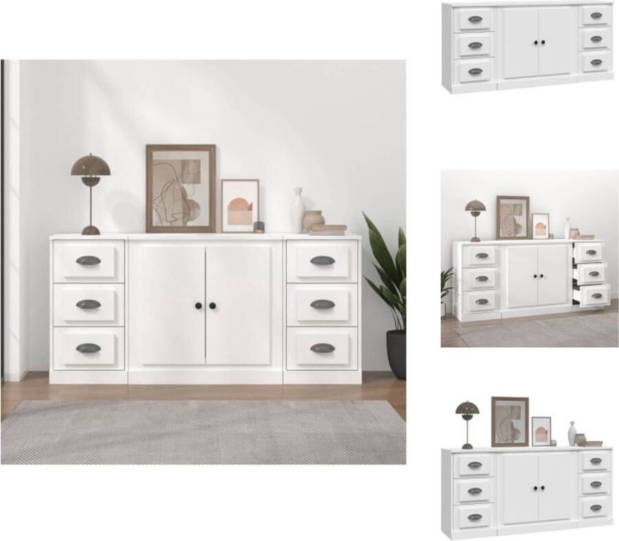 VidaXL Dressoir Hout 142 x 35.5 x 67.5 cm Wit Keukenkast