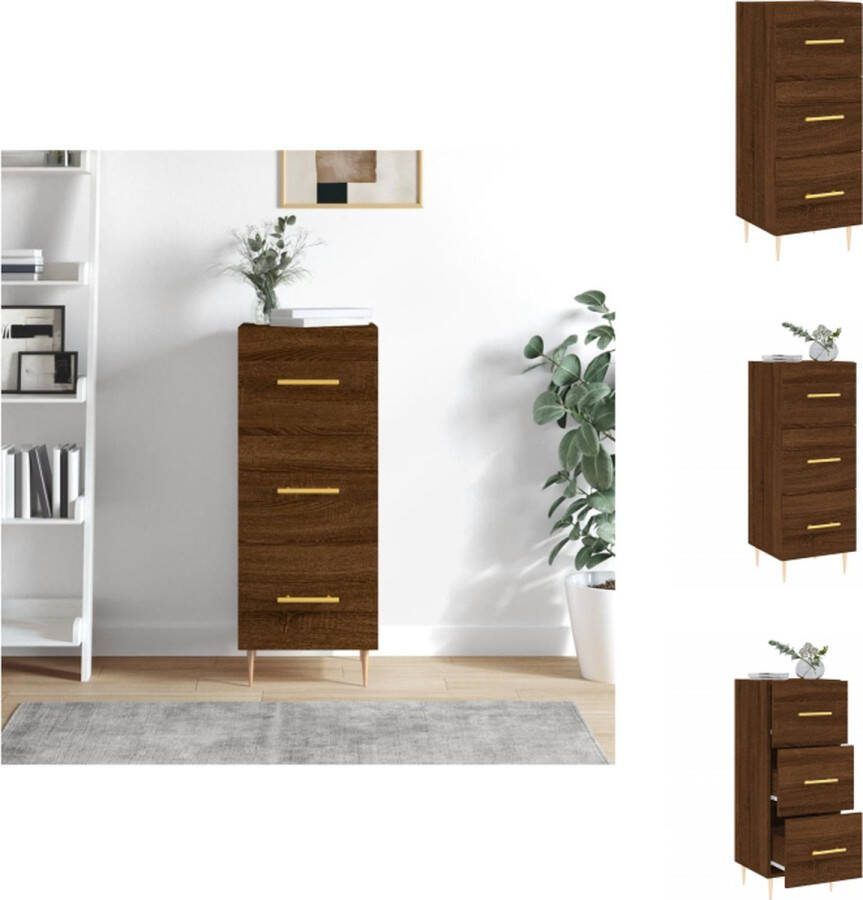 VidaXL Dressoir Hout en Metaal 34.5 x 34 x 90 cm Bruineiken Keukenkast