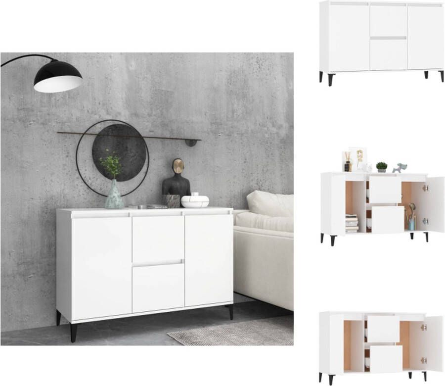 VidaXL Dressoir Industrieel 104 x 35 x 70 cm Wit Spaanplaat Metaal Keukenkast