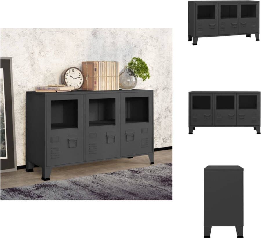 VidaXL Dressoir Industrieel 105 x 35 x 62 cm Antraciet Metalen frame Keukenkast
