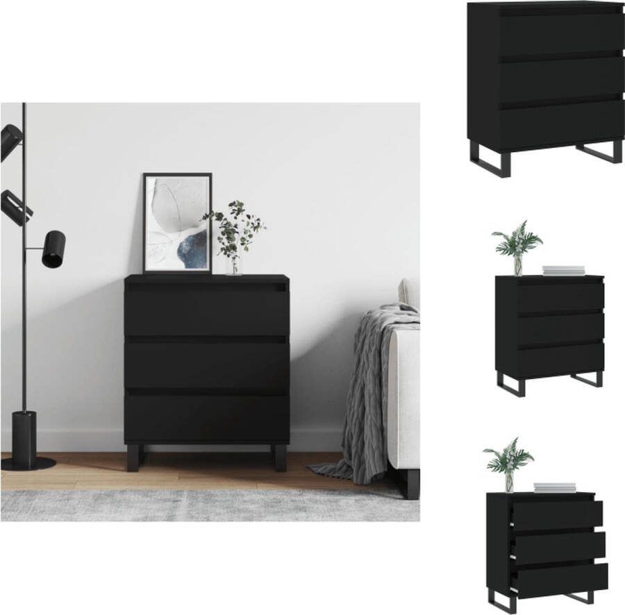 VidaXL Dressoir Industriële Stijl 60 x 35 x 70 cm Zwarte Opbergkast Keukenkast