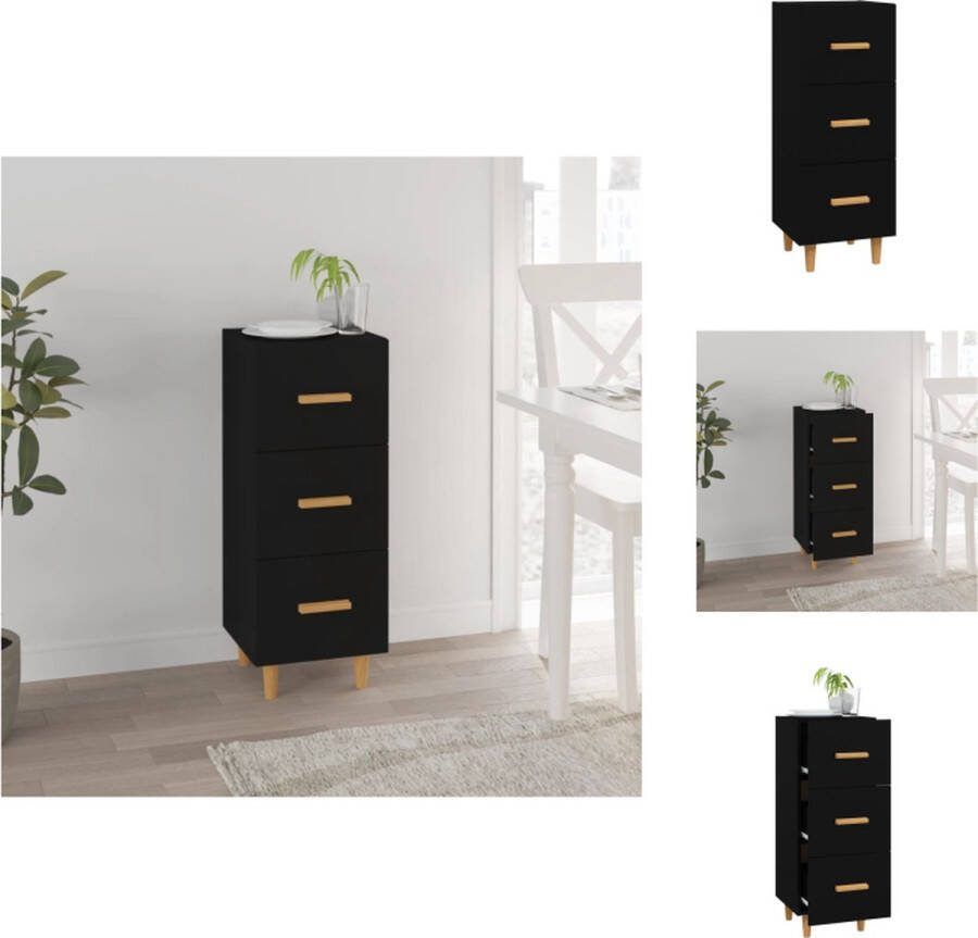 VidaXL Dressoir Kast 34.5 x 34 x 90 cm Zwart Houten poten Keukenkast