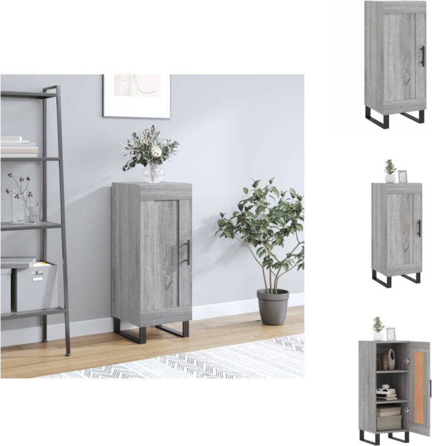 VidaXL Dressoir Kast 34.5x34x90 cm Grijs Sonoma Eiken Metalen Poten Keukenkast