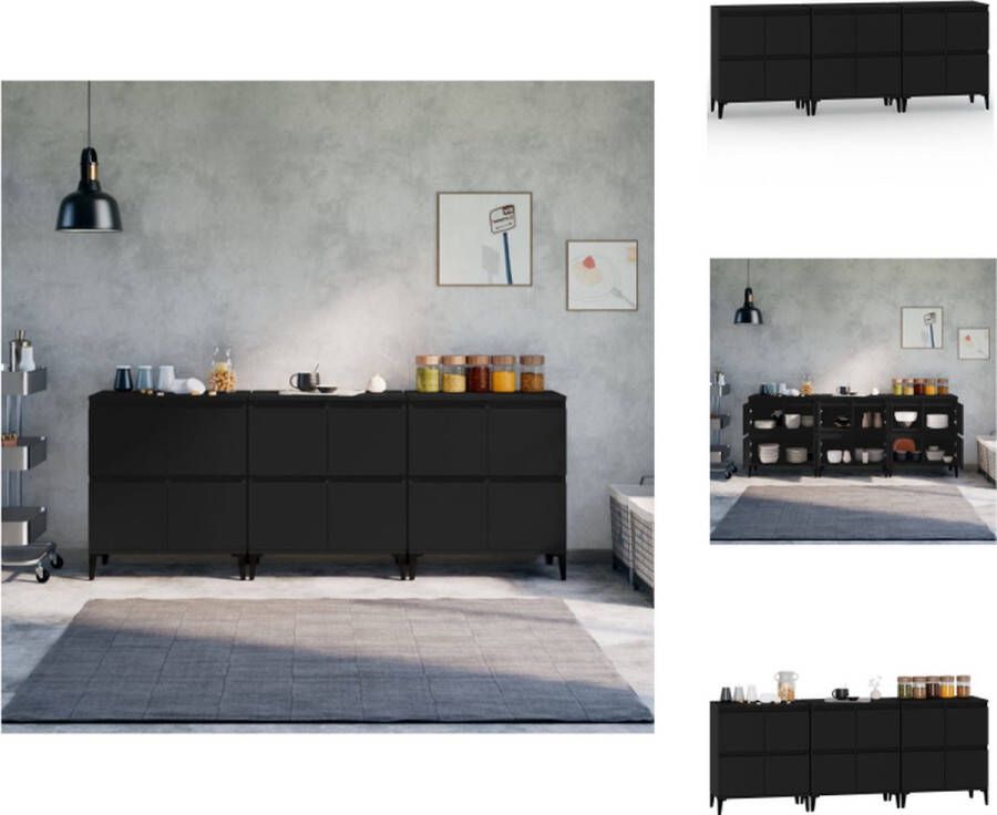 VidaXL Dressoir Klassiek 60 x 35 x 70 cm Zwart Keukenkast