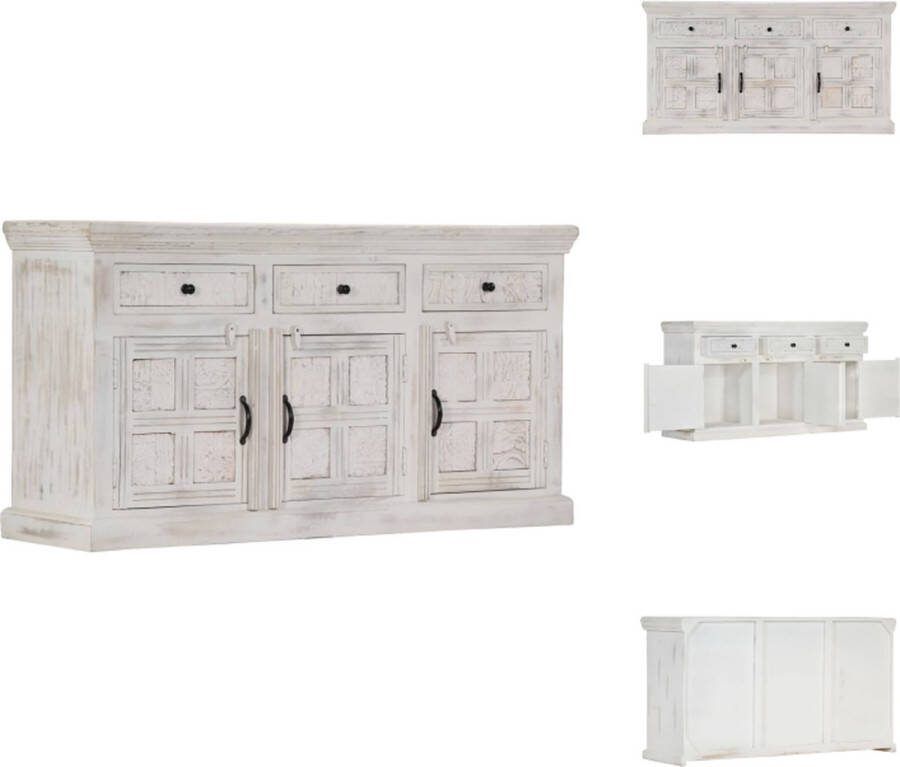 VidaXL Dressoir Mangohout 140x40x74 cm 3 lades en 3 deuren Keukenkast