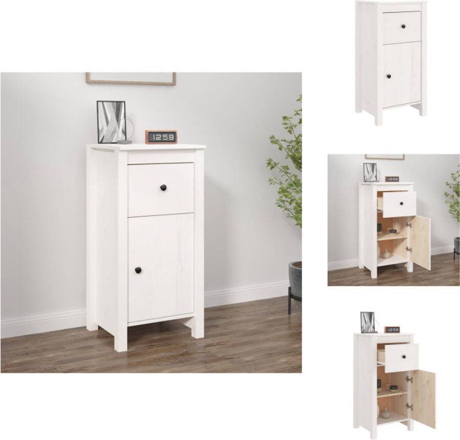 VidaXL Dressoir Massief Grenenhout 40 x 35 x 80 cm Wit Keukenkast