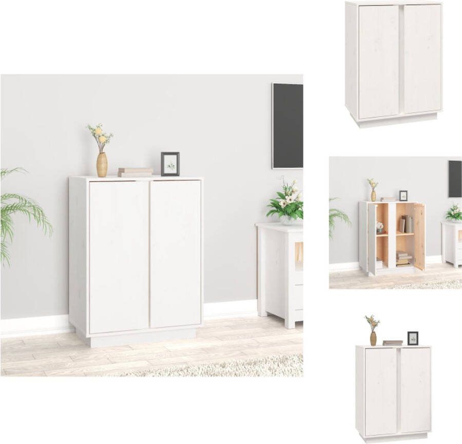 VidaXL Dressoir Massief Grenenhout 60 x 35 x 80 cm Wit Keukenkast
