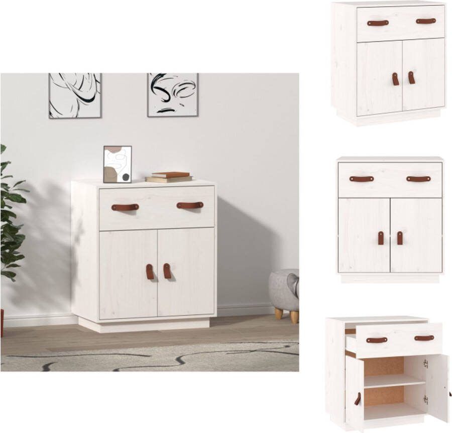 VidaXL Dressoir Massief Grenenhout Opbergkast Wit 65.5 x 40 x 75 cm Keukenkast