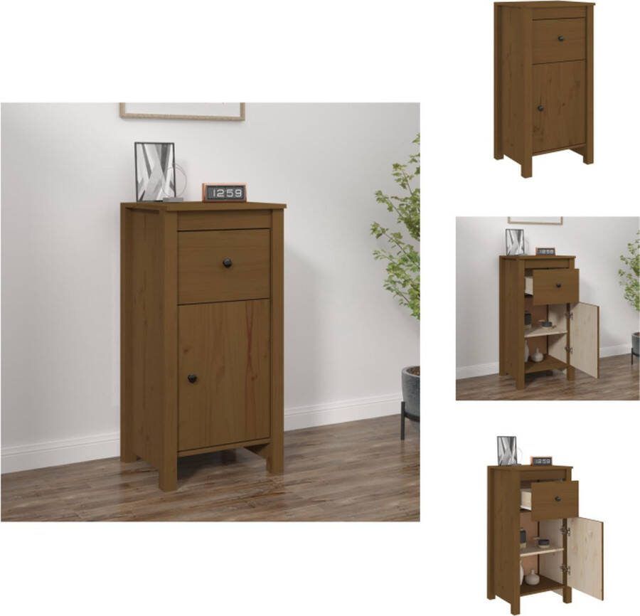 VidaXL Dressoir Massief Grenenhout Opbergruimte Stevig Blad Twee Montage Opties Honingbruin 40 x 35 x 80 cm Keukenkast