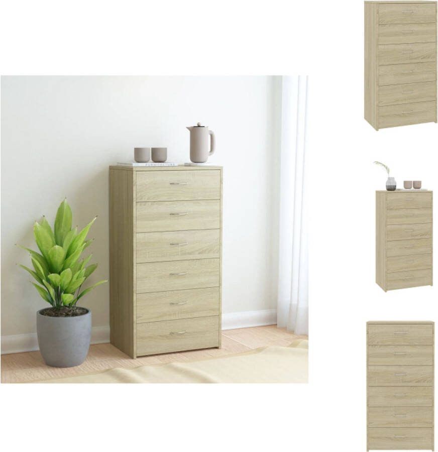 VidaXL Dressoir MDF 50 x 34 x 96 cm 6 lades Sonoma eiken Keukenkast