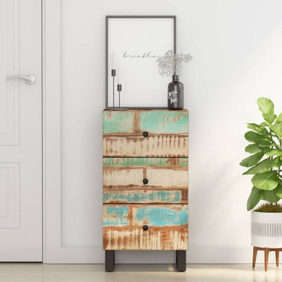 VidaXL Dressoir met 3 lades 40x33 5x75 cm massief gerecycled hout