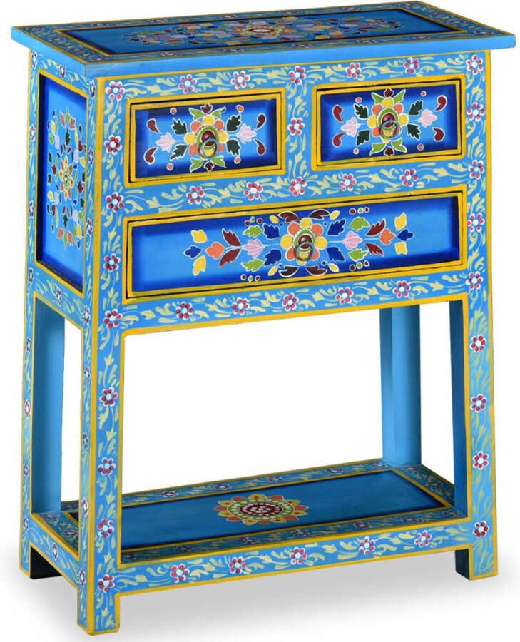 VidaXL Dressoir met lades handgeschilderd massief mangohout turquoise