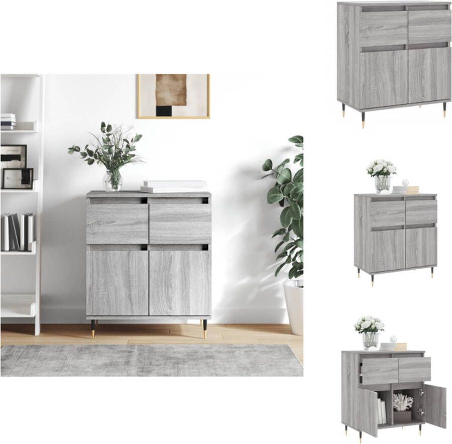 VidaXL Dressoir Meubel 60 x 35 x 70 cm Grijs Sonoma Eiken Met IJzeren Poten Keukenkast