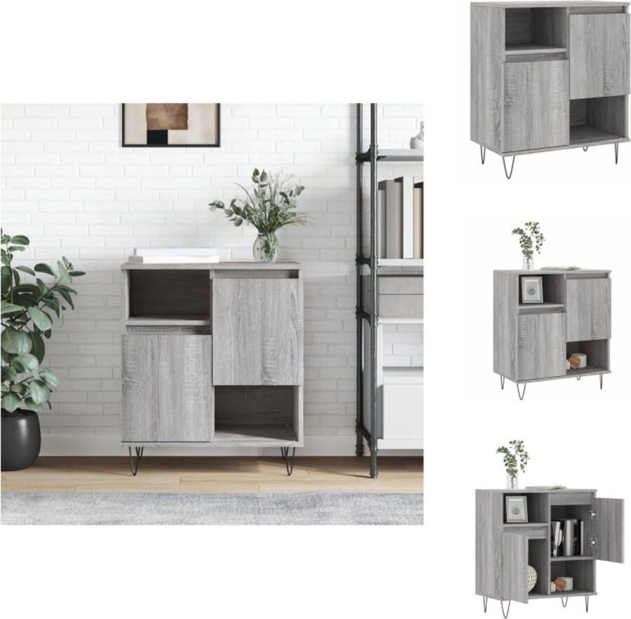 VidaXL Dressoir Meubelen 60 x 35 x 70 cm Grijs Sonoma Eiken Bewerkt Hout en IJzer Keukenkast