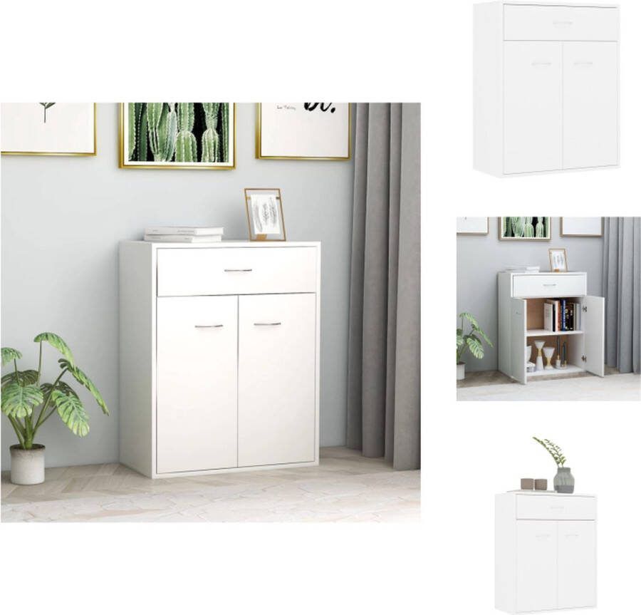 VidaXL Dressoir Minimalistisch Wit 60x30x75cm Met 2 Deuren en 1 Lade Keukenkast