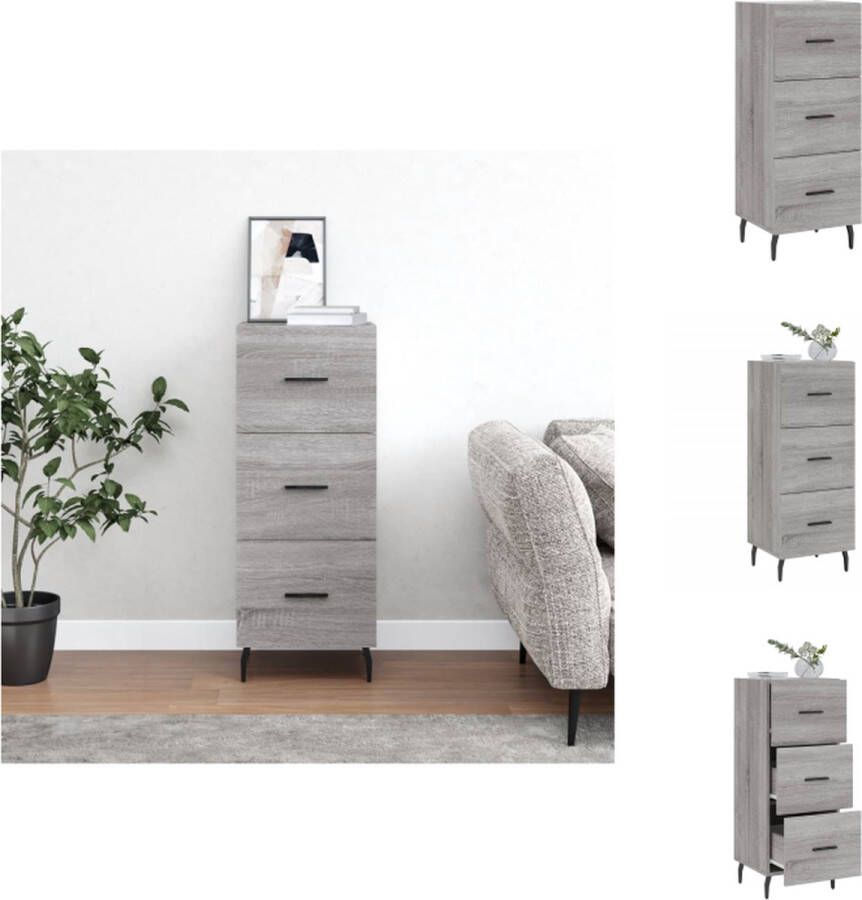 VidaXL Dressoir Modern Bijzetkast Afmetingen- 34.5 x 34 x 90 cm Kleur- Grijs Sonoma Eiken Materiaal- Bewerkt Hout en Metaal Keukenkast
