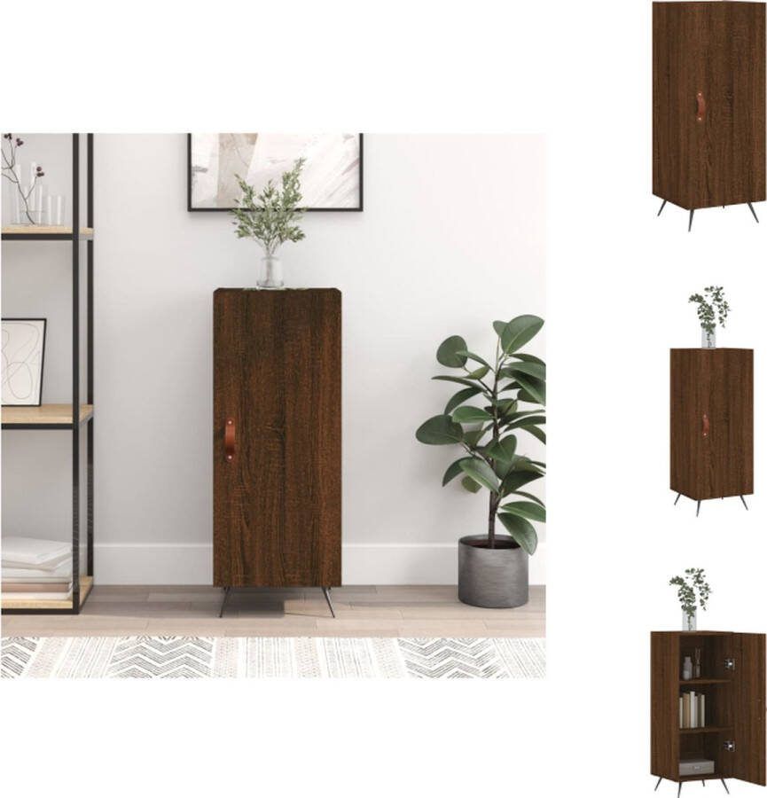 VidaXL Dressoir Modern Kast met Metalen Poten 34.5x34x90 cm Kleur Bruineiken Keukenkast