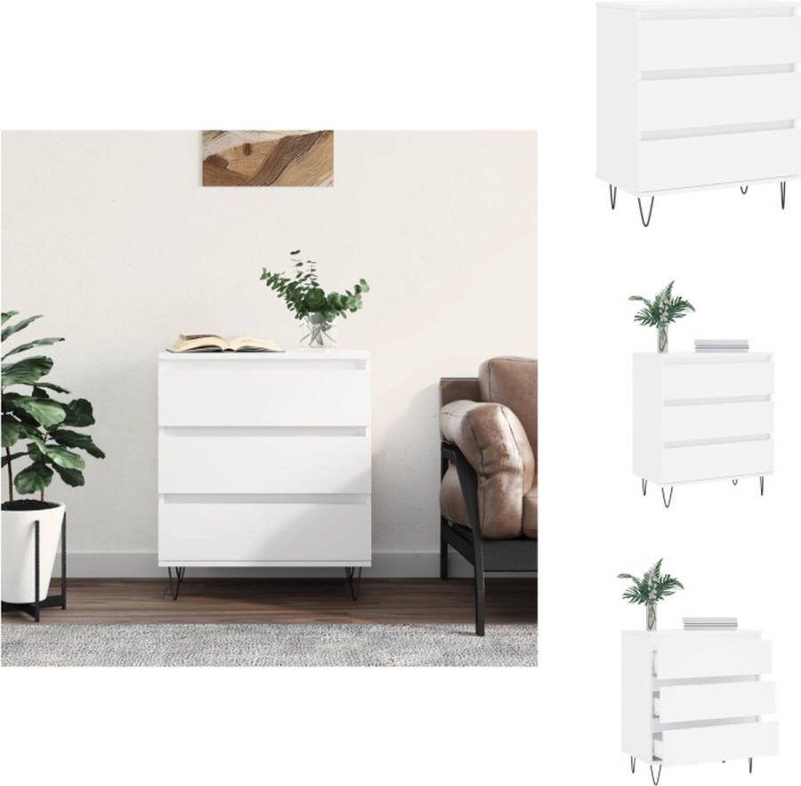 VidaXL Dressoir naam Opbergkast 60x35x70 cm Kleur Wit Duurzaam bewerkt hout en ijzer Keukenkast