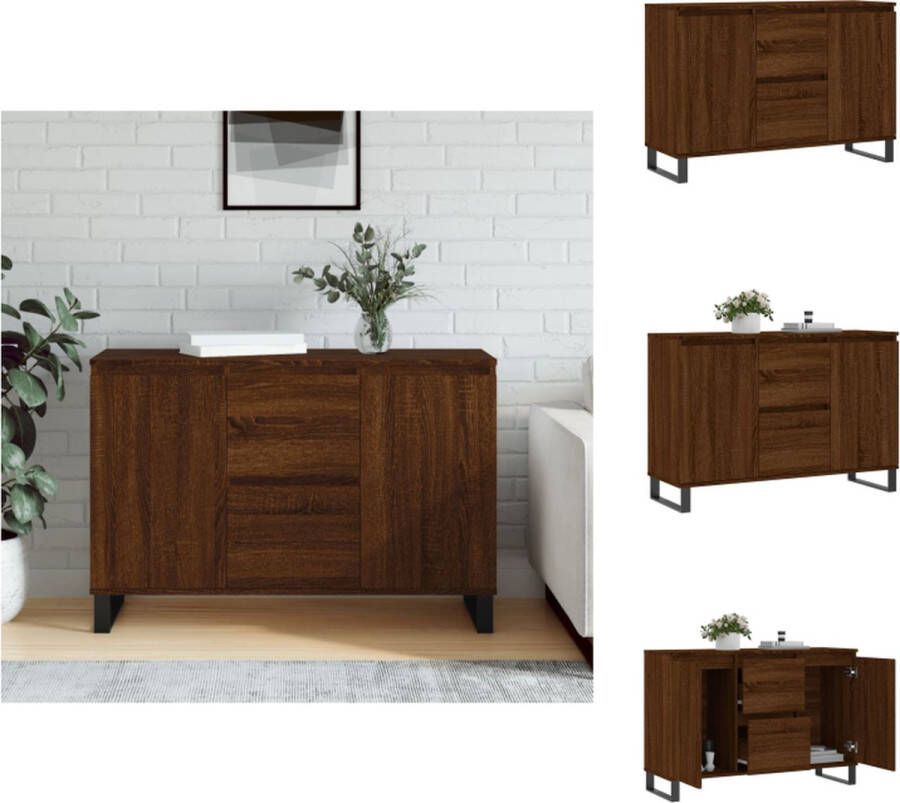 VidaXL Dressoir Opbergkast 104 x 35 x 70 cm Bruineiken Bewerkt Hout en IJzer Keukenkast
