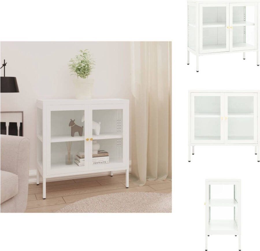VidaXL Dressoir Opbergkast 70 x 35 x 70 cm Staal en glas Keukenkast