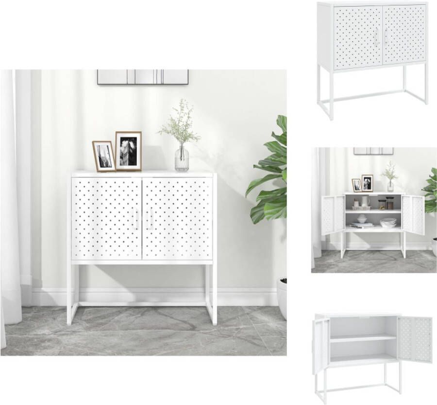 VidaXL Dressoir Opbergkast 75x35x75 cm Staal Wit 2 deuren Keukenkast