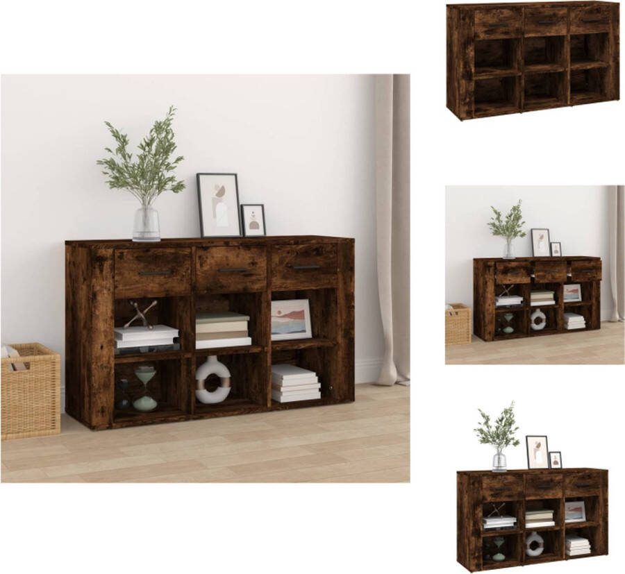 VidaXL Dressoir Rook Eiken 100x30x59.5cm Stevig Vochtbestendig Bijzetkast met Voldoende Opbergruimte en Weergavefunctie Keukenkast