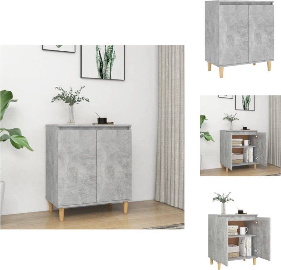 VidaXL Dressoir Scandinavische Stijl Betongrijs 60 x 35 x 70 cm Met 4 Houten Poten Keukenkast