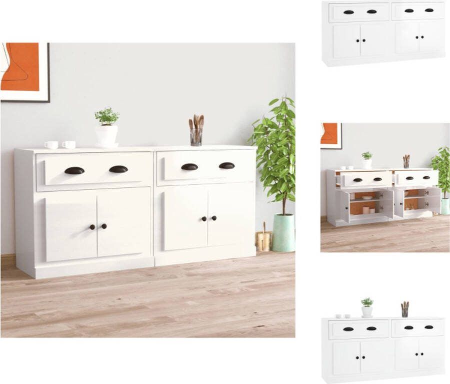VidaXL Dressoir Set Wit 70 x 35.5 x 67.5 cm Hoogglans Bewerkt Hout Keukenkast