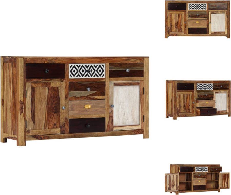 VidaXL Dressoir Sheeshamhout 140 x 40 x 80 cm Met 2 deuren en 6 lades Keukenkast