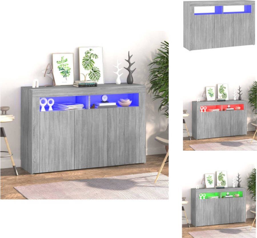 VidaXL Dressoir Sonoma Eiken 115.5 x 30 x 75 cm LED Verlichting Keukenkast