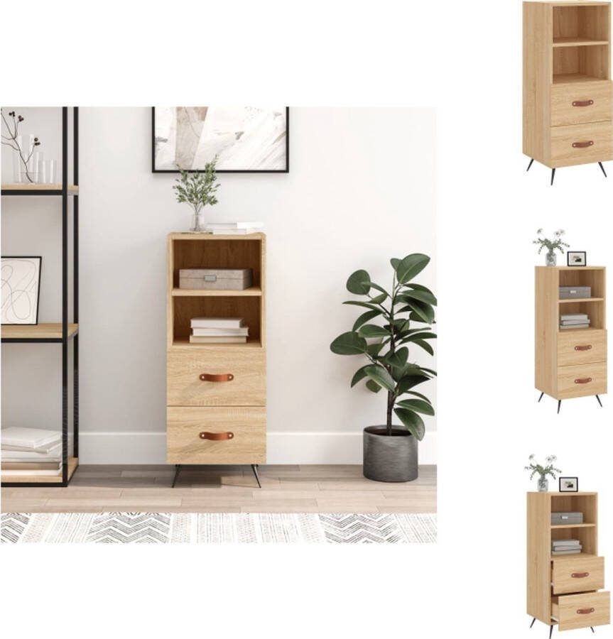 VidaXL Dressoir Sonoma Eiken 34.5 x 34 x 90 cm Duurzaam Hout en Metaal Keukenkast