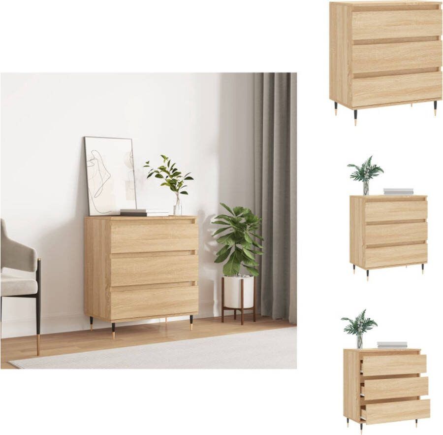VidaXL Dressoir Sonoma Eiken 60 x 35 x 70 cm Bewerkt Hout en IJzer Keukenkast