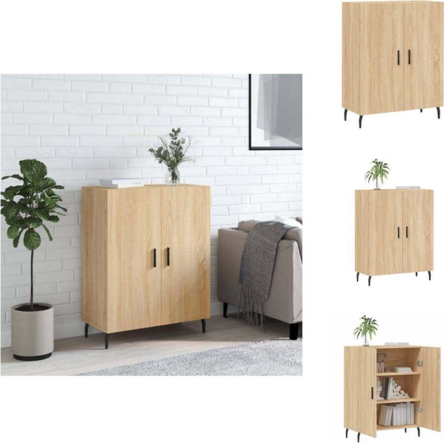 VidaXL Dressoir Sonoma eiken 69.5 x 34 x 90 cm Bewerkt hout en metaal Keukenkast