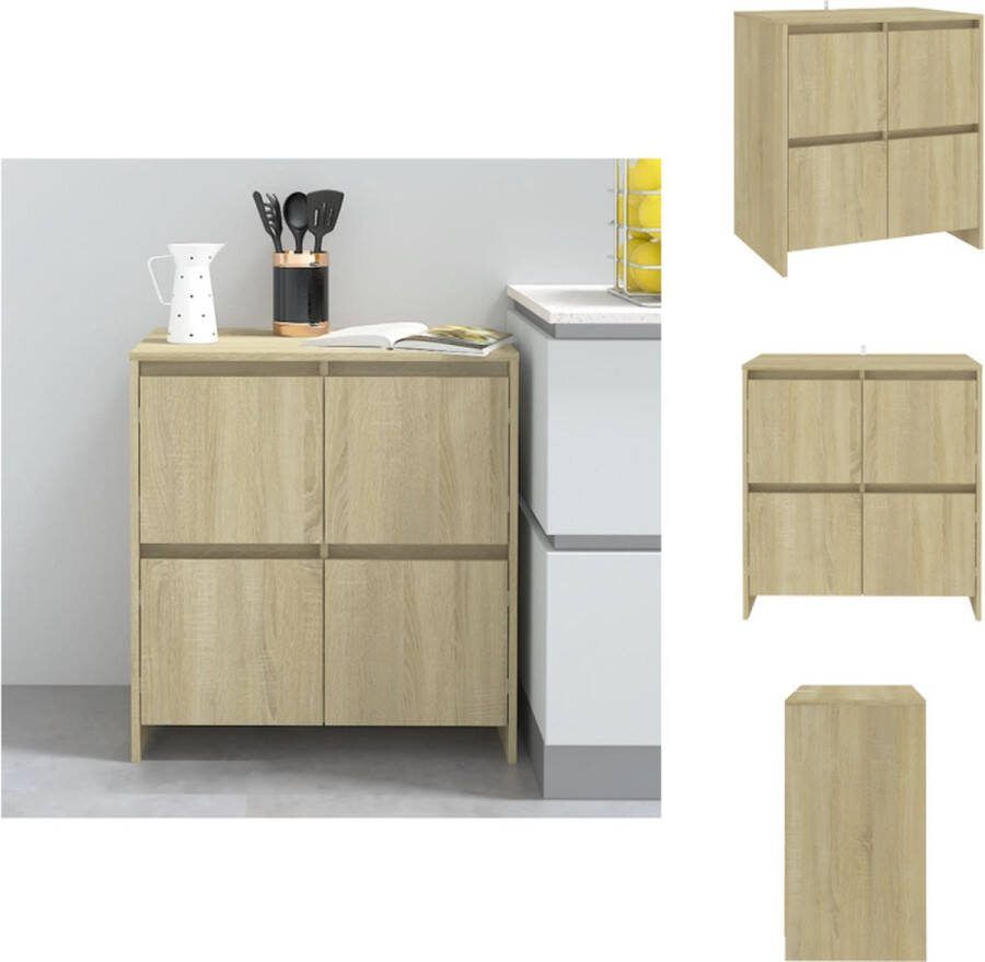 VidaXL Dressoir Sonoma Eiken 70 x 41 x 75 cm 4 Deuren Montage vereist Keukenkast