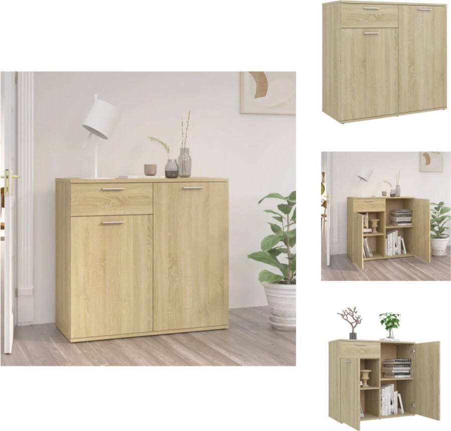 VidaXL Dressoir sonoma eiken 80 x 36 x 75 cm 2 deuren 1 lade Keukenkast