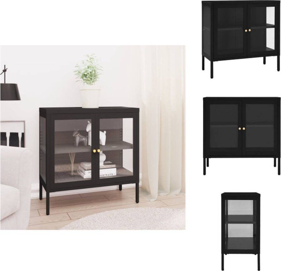 VidaXL Dressoir Staal 70 x 35 x 70 cm Zwart Keukenkast
