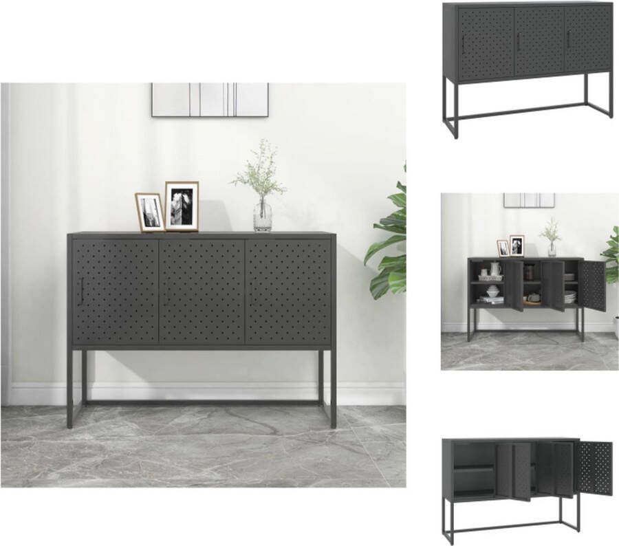 VidaXL Dressoir Stalen Opbergkast 105x35x75 cm Antraciet Montage vereist Keukenkast