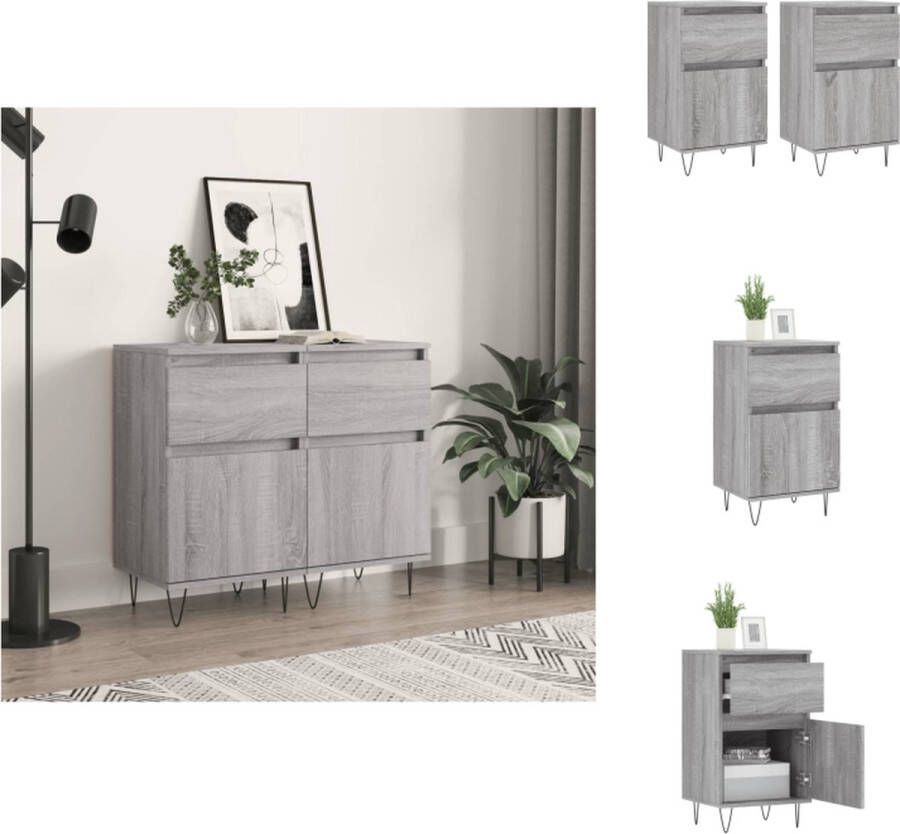 VidaXL Dressoir Trendy Opbergkast 40x35x70 cm Bewerkt hout en ijzer Grijs sonoma eiken Keukenkast