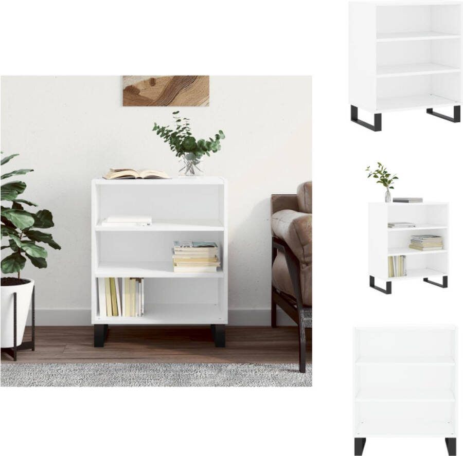 VidaXL Dressoir Trendy Opbergkast Afmetingen- 57 x 35 x 70 cm Kleur- Wit Materiaal- Bewerkt hout en ijzer Keukenkast