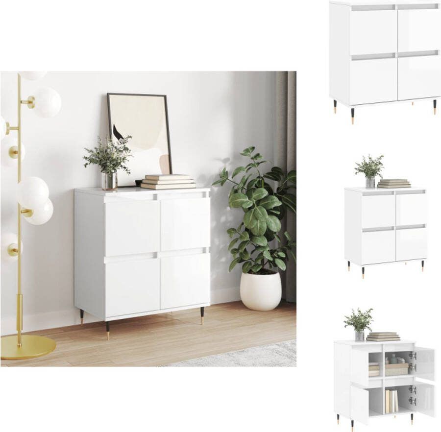 VidaXL Dressoir Trendy Opbergkast Afmetingen- 60 x 35 x 70 cm Hoogglans wit Keukenkast