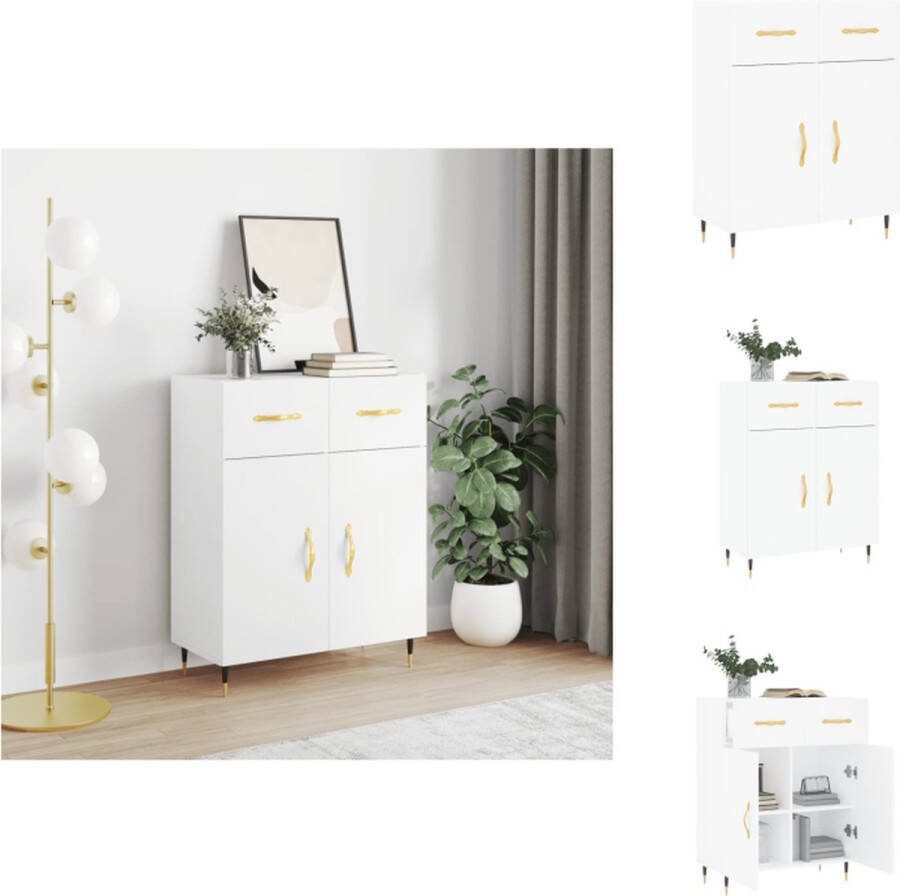 VidaXL Dressoir Vintage Wit 69.5 x 34 x 90 cm Duurzaam hout Metalen poten Keukenkast