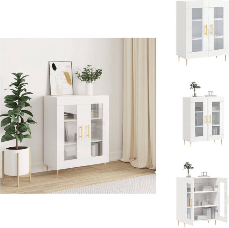 VidaXL Dressoir Wit Glas 69.5 x 34 x 90 cm Duurzaam materiaal Keukenkast