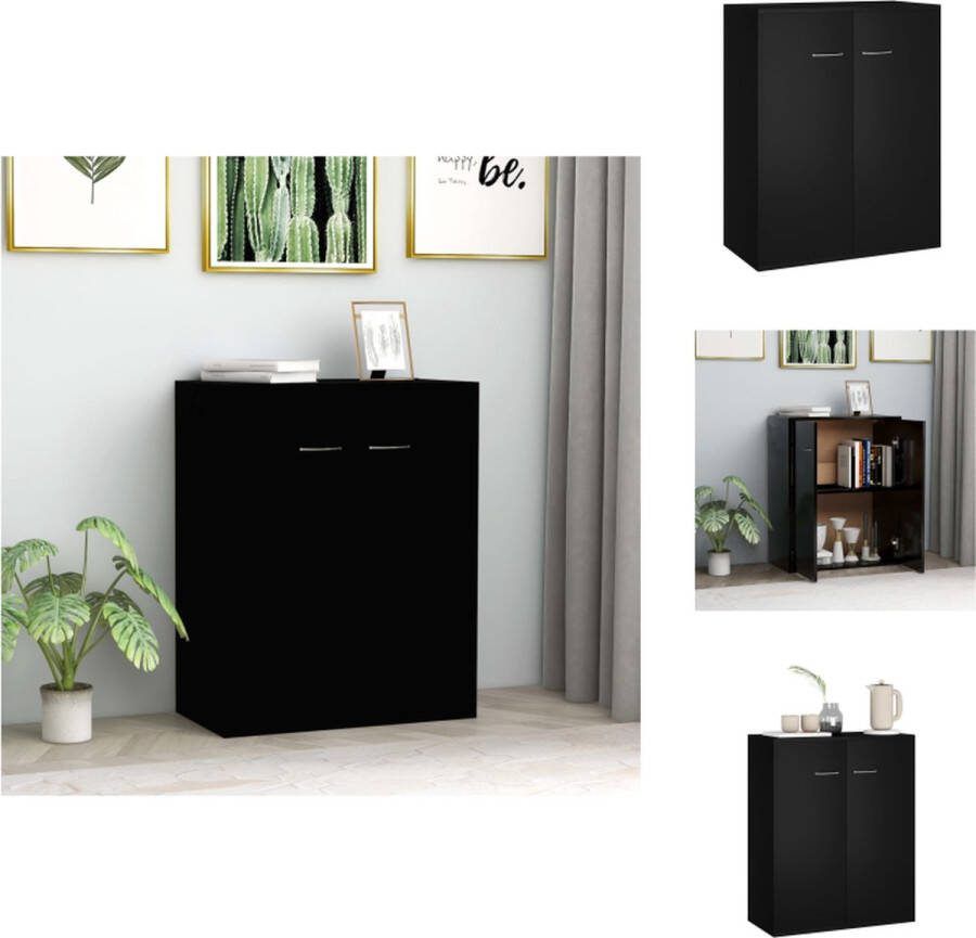 VidaXL Dressoir Zwart 60 x 30 x 75 cm Met 2 deuren Keukenkast
