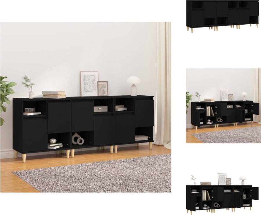 VidaXL Dressoir Zwart 60 x 35 x 70 cm Bewerkt hout en massief eucalyptushout Keukenkast