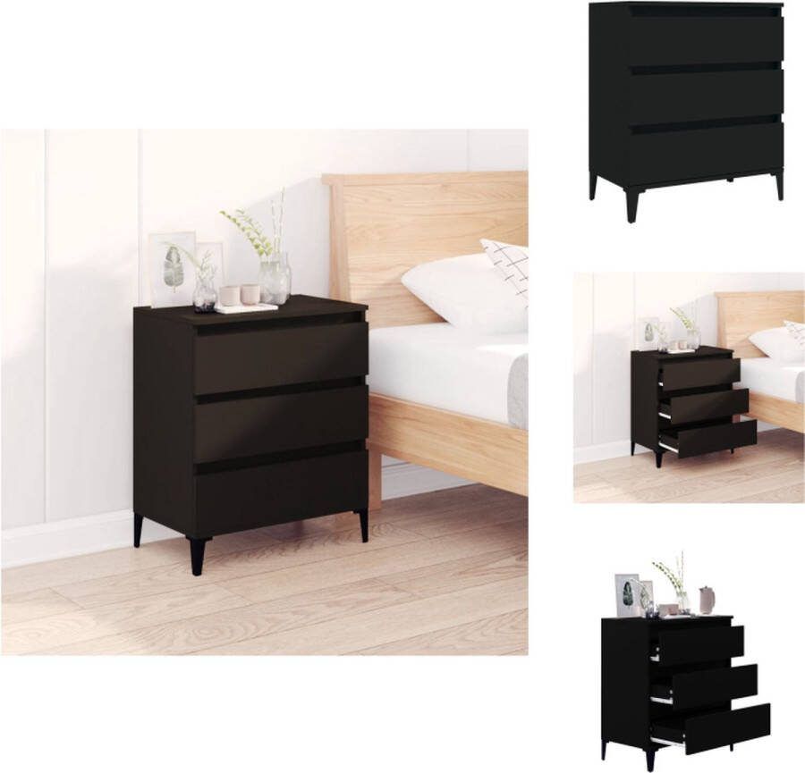 VidaXL Dressoir Zwart 60 x 35 x 70 cm Bewerkt Hout Metaal Keukenkast